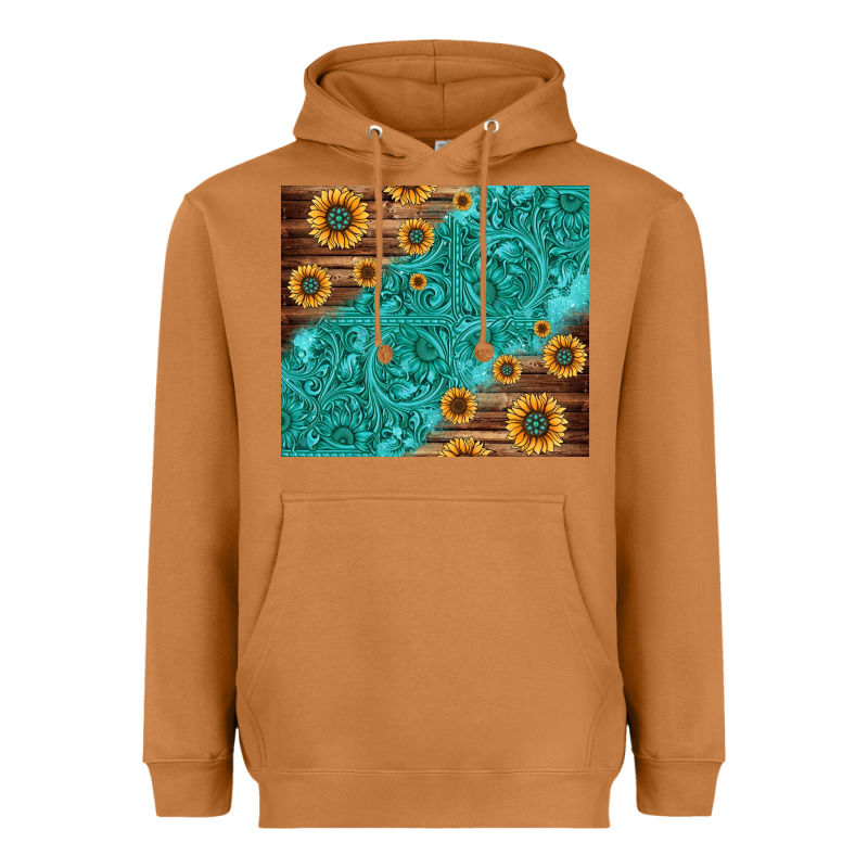 Tooled Leather And Sunflowers Heavyweight Hoodie by Jasminsmagicworld | Teevron