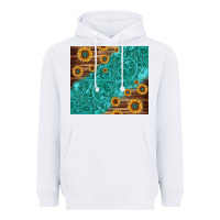 White Tooled Leather And Sunflowers Heavyweight Hoodie - Jasminsmagicworld