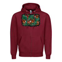 Burgundy christmas gift box and leopard background Zipper Hoodie - BundleAndBundleShop