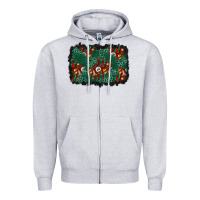 Heather Grey christmas gift box and leopard background Zipper Hoodie - BundleAndBundleShop