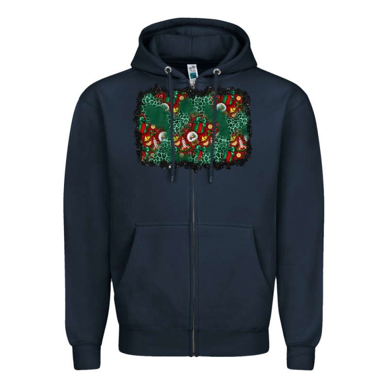Christmas Gift Box And Leopard Background Zipper Hoodie by BundleAndBundleShop | Teevron