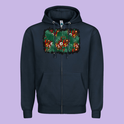 Christmas Gift Box And Leopard Background Zipper Hoodie Designed By Bundleandbundleshop