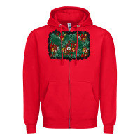 Red christmas gift box and leopard background Zipper Hoodie - BundleAndBundleShop