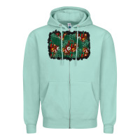 Seafoam christmas gift box and leopard background Zipper Hoodie - BundleAndBundleShop
