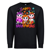 Black Happy Hallothanksmas unicorns Premium Sweatshirt - NancyCooperArtShop