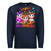 Navy Happy Hallothanksmas unicorns Premium Sweatshirt - NancyCooperArtShop