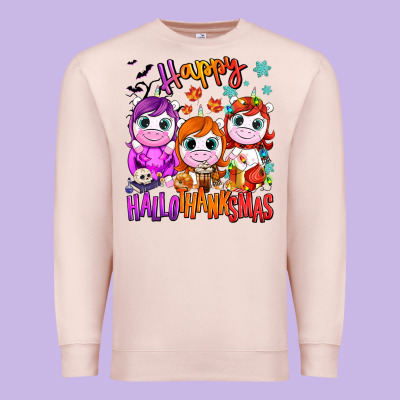 Happy Hallothanksmas Unicorns Premium Sweatshirt Designed By Nancycooperartshop
