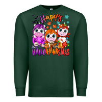 Sports Green Happy Hallothanksmas unicorns Premium Sweatshirt - NancyCooperArtShop