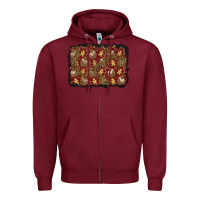 Burgundy christmas gingerbread man and house background Zipper Hoodie - BundleAndBundleShop
