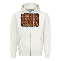 Oatmeal Heather christmas gingerbread man and house background Zipper Hoodie - BundleAndBundleShop