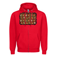 Red christmas gingerbread man and house background Zipper Hoodie - BundleAndBundleShop