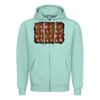 Seafoam christmas gingerbread man and house background Zipper Hoodie - BundleAndBundleShop