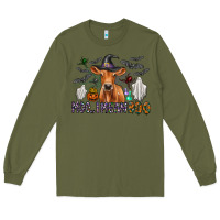 Army Green Moo I Mean Boo Long Sleeve Tee - CowhideDigitalArt