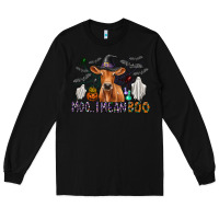 Black Moo I Mean Boo Long Sleeve Tee - CowhideDigitalArt