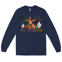 Navy Moo I Mean Boo Long Sleeve Tee - CowhideDigitalArt