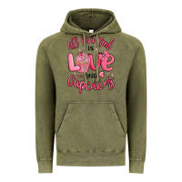 Vintage Olive all you need is love and cupcakes valentines day Vintage Hoodie - MaliasSmallBusiness