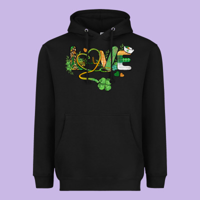 St. Patricks Day Nurse Love Medical Love Heavyweight Hoodie Designed By Barkaloodesign