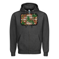 Charcoal Heather christmas ornament and diamond plaid  background Zipper Hoodie - BundleAndBundleShop
