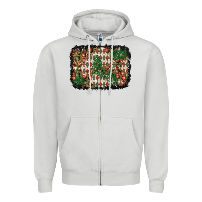 Christmas Ornament And Diamond Plaid  Background Zipper Hoodie by BundleAndBundleShop | Teevron