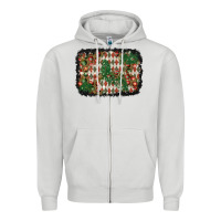 Dove Grey christmas ornament and diamond plaid  background Zipper Hoodie - BundleAndBundleShop