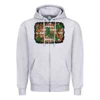 Heather Grey christmas ornament and diamond plaid  background Zipper Hoodie - BundleAndBundleShop