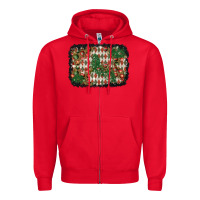 Red christmas ornament and diamond plaid  background Zipper Hoodie - BundleAndBundleShop