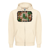 Sandshell christmas ornament and diamond plaid  background Zipper Hoodie - BundleAndBundleShop