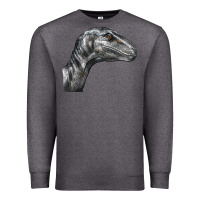 Charcoal Heather Velociraptor Face Premium Sweatshirt - LillyAllenDesigns