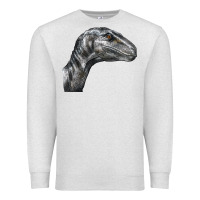 Oatmeal Heather Velociraptor Face Premium Sweatshirt - LillyAllenDesigns