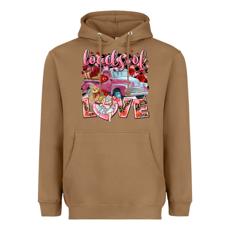 Loads Of Love Valentines Day Truck Heavyweight Hoodie by NancyCooperArtShop | Teevron