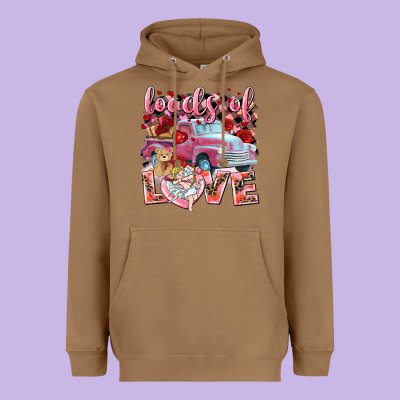 Loads Of Love Valentines Day Truck Heavyweight Hoodie Designed By Nancycooperartshop