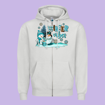 Winter Vibes Zipper Hoodie Designed By Adodesignshop