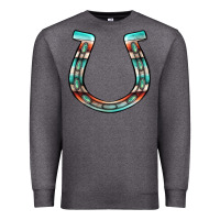 Charcoal Heather serape turquoise horseshoe Premium Sweatshirt - Jasminsmagicworld