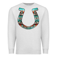 Oatmeal Heather serape turquoise horseshoe Premium Sweatshirt - Jasminsmagicworld