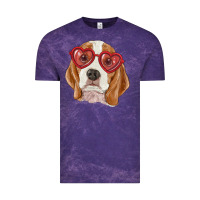 Cloud Purple Beagle with love glasses Vintage Tee - RanaPortraitStore