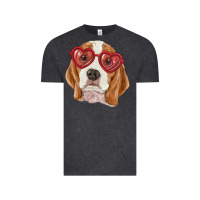 Vintage Black Beagle with love glasses Vintage Tee - RanaPortraitStore