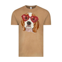 Vintage Camel Beagle with love glasses Vintage Tee - RanaPortraitStore