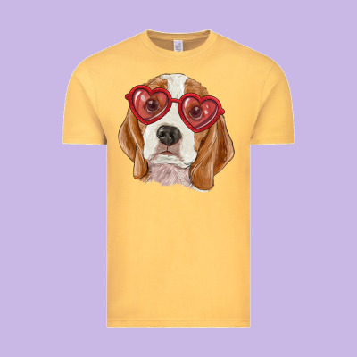 Vintage Tee Beagle with love glasses