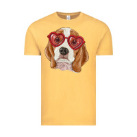 Vintage Mustard Beagle with love glasses Vintage Tee - RanaPortraitStore
