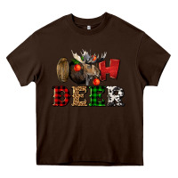 Chocolate Brown oh deer christmas Heavy Core Tee - LillyAllenDesigns