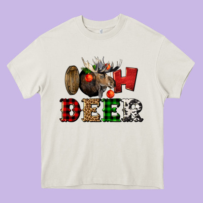 Oh Deer Christmas Heavy Core Tee Designed By Lillyallendesigns