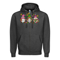 Charcoal Heather pink christmas gnomies Zipper Hoodie - AdoDesignShop