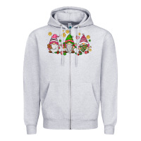 Heather Grey pink christmas gnomies Zipper Hoodie - AdoDesignShop