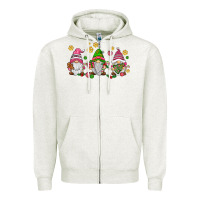 Oatmeal Heather pink christmas gnomies Zipper Hoodie - AdoDesignShop