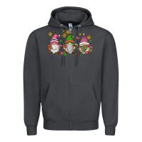 Smoke pink christmas gnomies Zipper Hoodie - AdoDesignShop