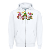 White pink christmas gnomies Zipper Hoodie - AdoDesignShop