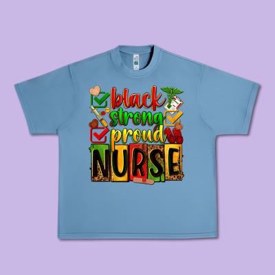 Black Strong Proud Nurse Urban Heavy Tee Designed By Zillion Design Studio