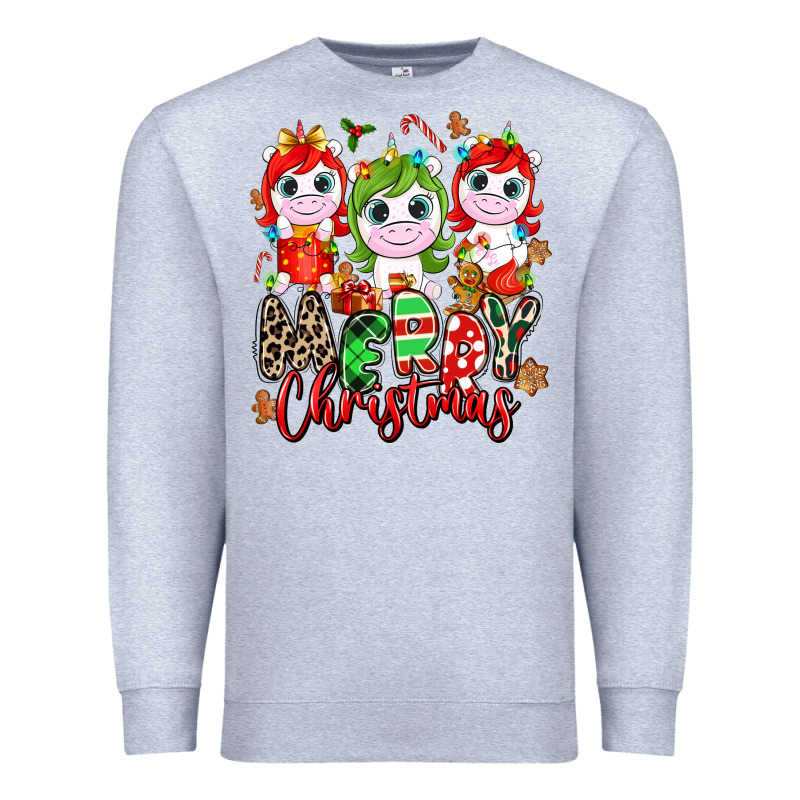 Merry Christmas Unicorns Premium Sweatshirt by NancyCooperArtShop | Teevron