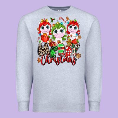 Merry Christmas Unicorns Premium Sweatshirt Designed By Nancycooperartshop