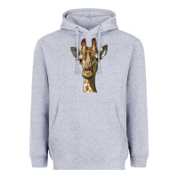 Heather Grey giraffe head Heavyweight Hoodie - LillyAllenDesigns